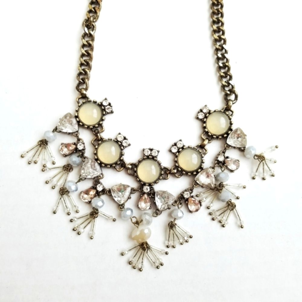 Target Statement Necklace Rhinestone Beads With Antique Brass Coloring, Women’s